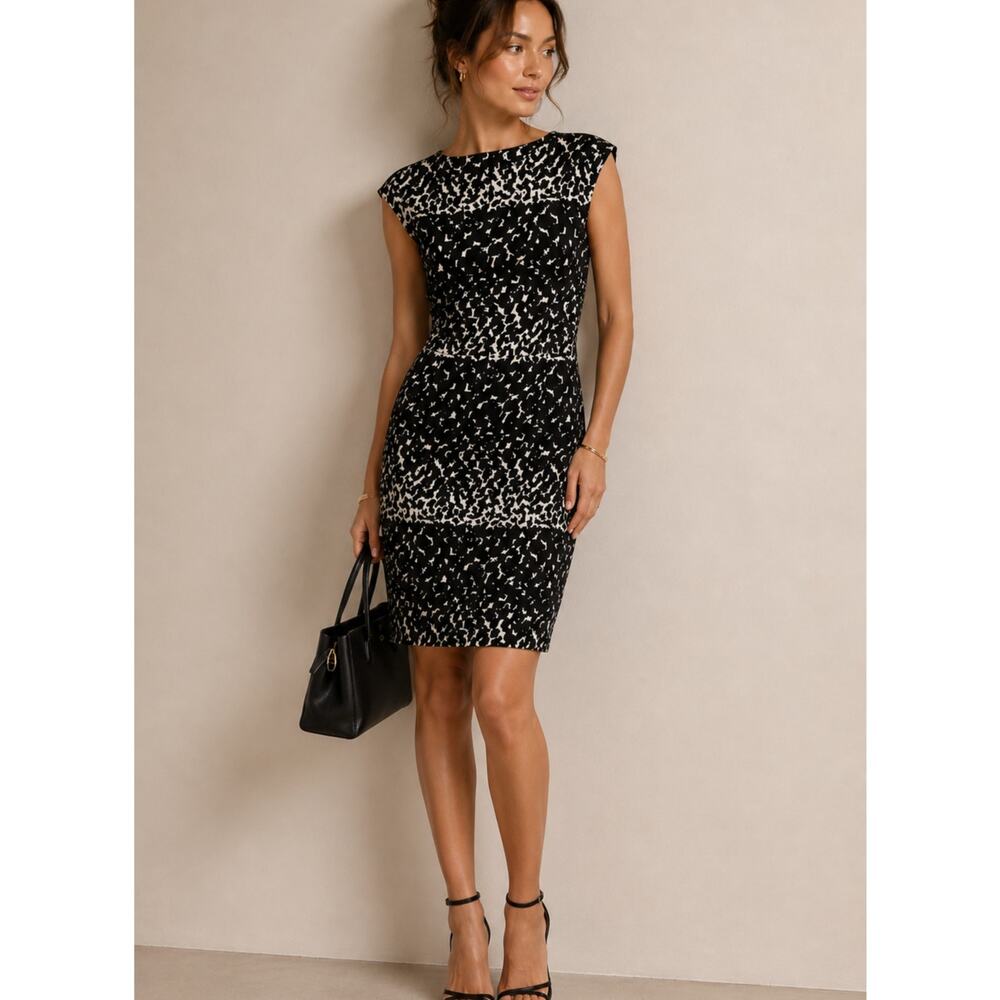 Marimekko Black & White Spotted Sleeveless Sheath Dress Women’s 42 Preppy